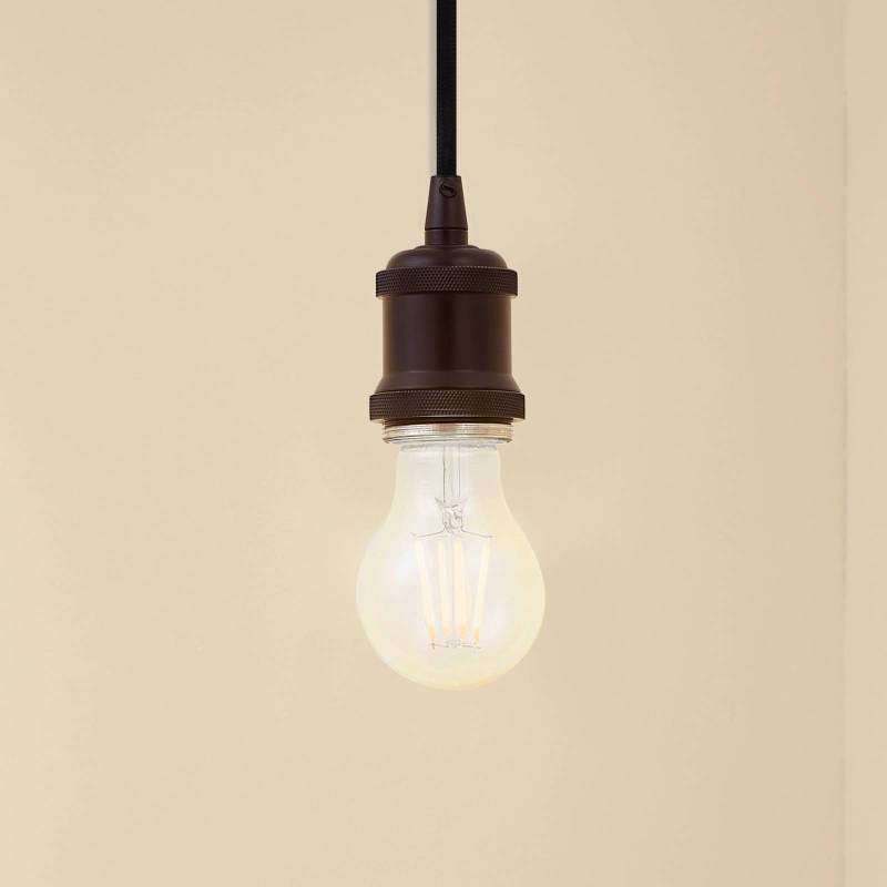 Lindby Pendelleuchte Hattie, schwarz, Ø 5 cm, Metall, E27 von LINDBY