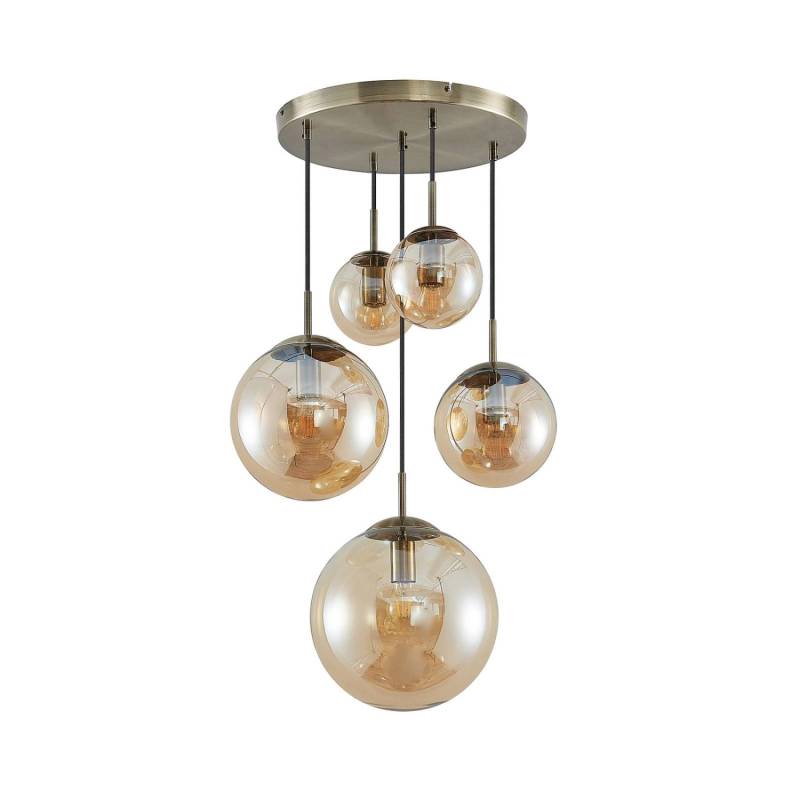 Lindby Pendelleuchte Teeja 9628021 Retro Vintage Antik in Creme aus Glas 5-flammig E27 Wohnzimmerleuchte Lindby Pendelleuchte Teeja 9628021 Retro Vintage Antik in Creme aus Glas 5-flammig E27 Wohnzimmerleuchte von LINDBY