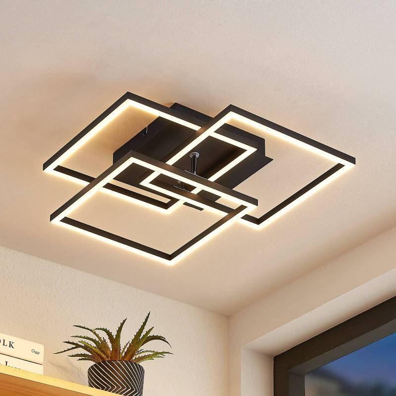 Lindby LED-Deckenlampe Quiana, CCT, eckig, schwarz, 42cm von LINDBY