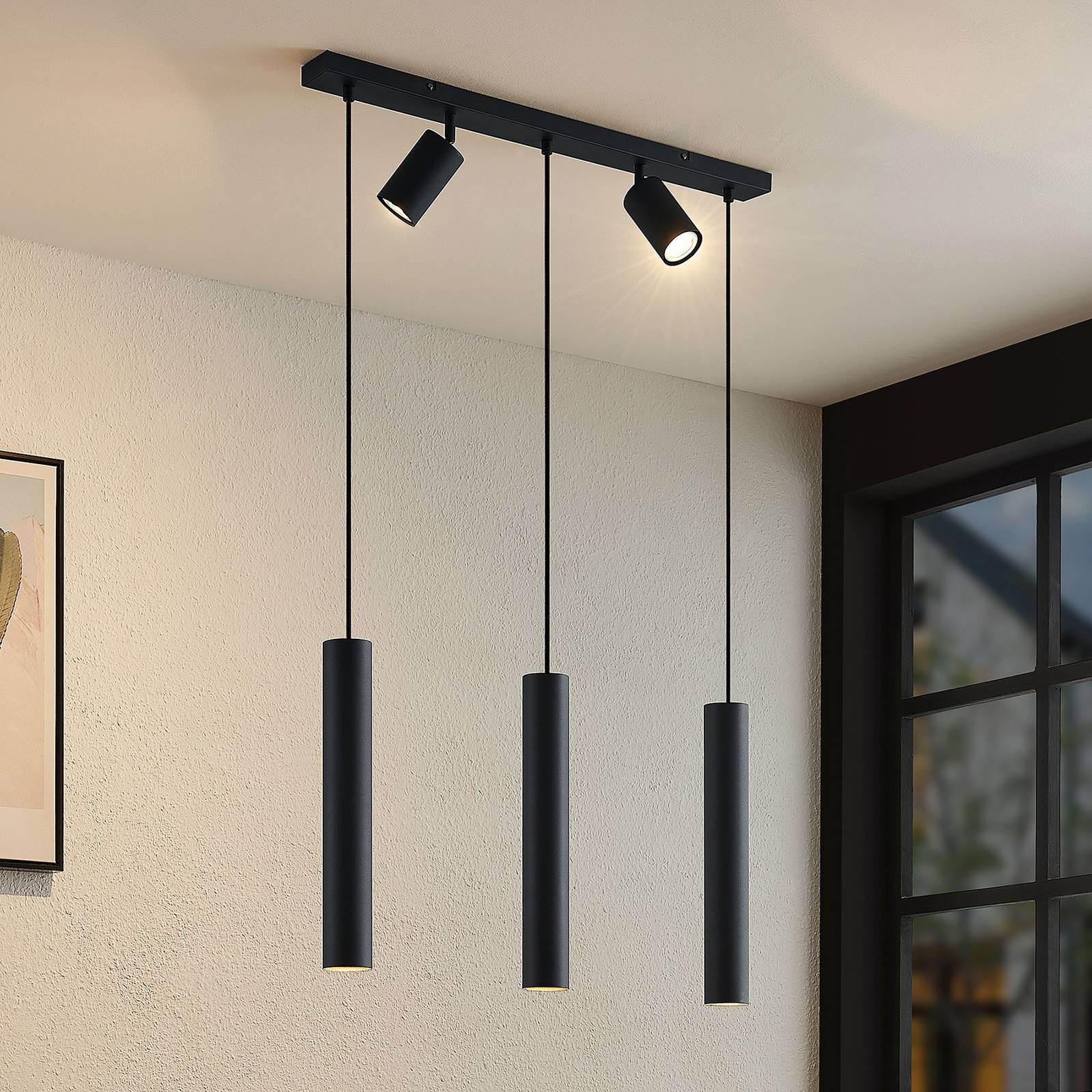 Lindby Hängeleuchte Sanad, 70 cm, 5-flg., schwarz, GU10 Lindby Hängeleuchte Sanad, 70 cm, 5-flg., schwarz, GU10 von LINDBY