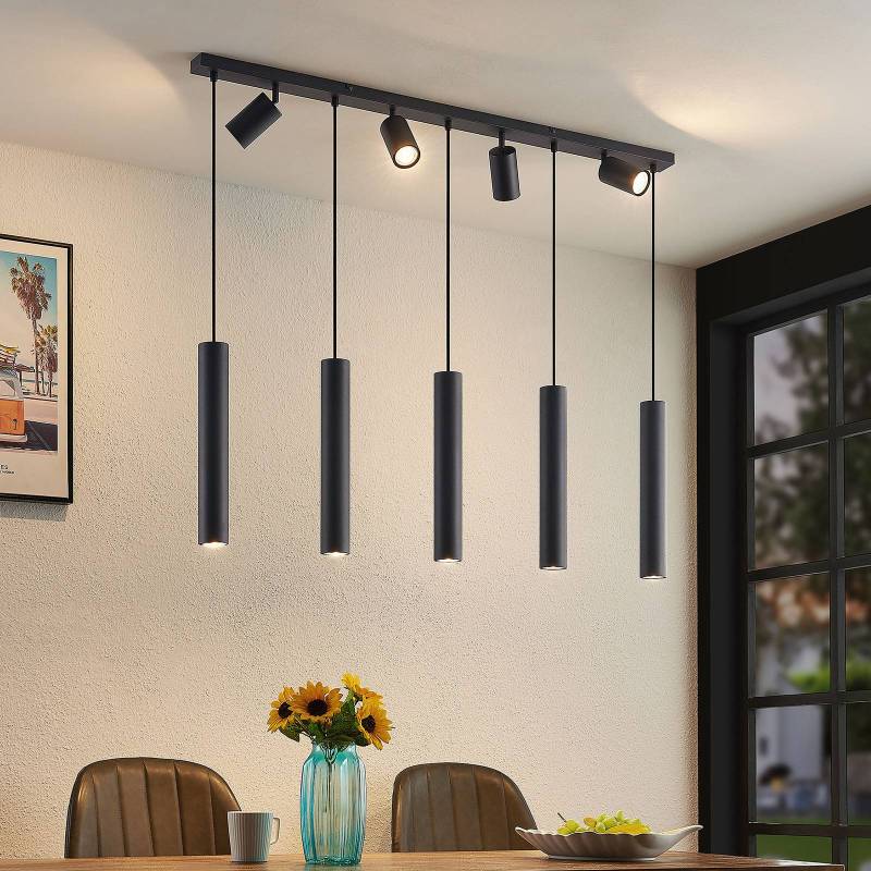 Lindby Hängeleuchte Sanad, 116 cm, 9-flg., schwarz, GU10 von LINDBY