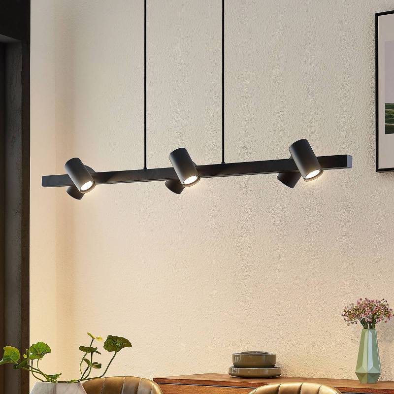 Lindby Hängeleuchte Savoli, 116 cm, schwarz, 6-flg., Stahl von LINDBY