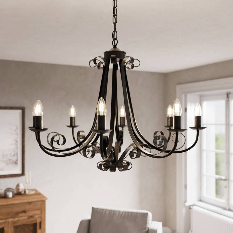 Lindby Kronleuchter Scaleria, Ø 81 cm, 8-flammig, braun, E14 von LINDBY