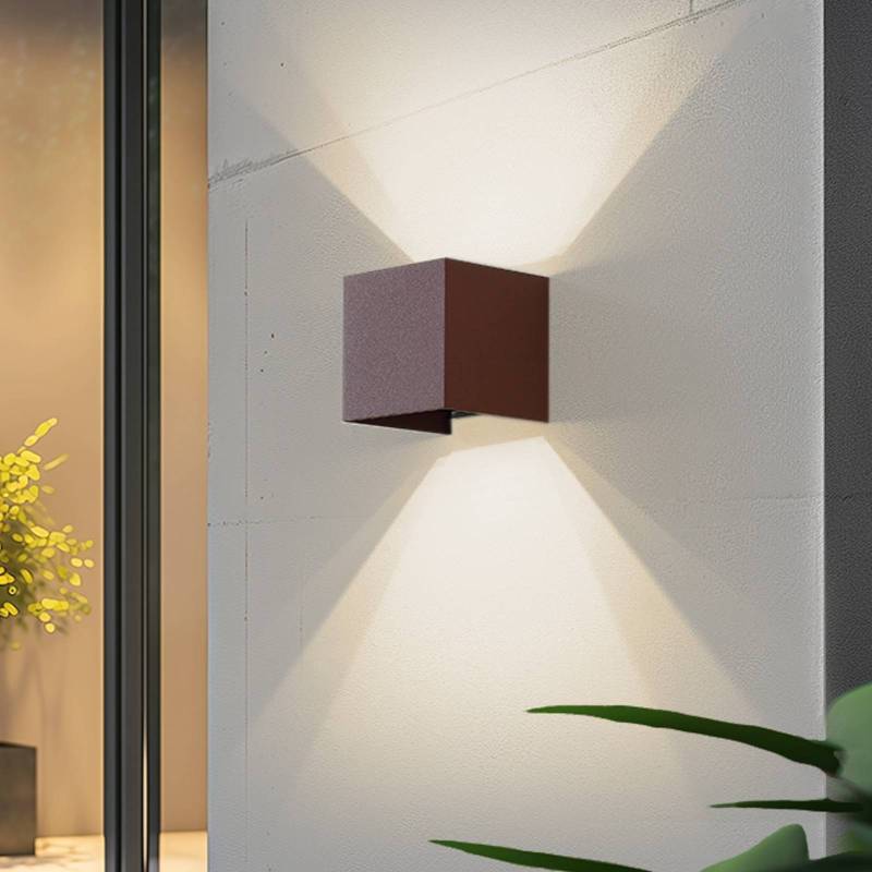 Lindby Smart LED-Außenwandlampe Dara rost eckig CCT RGB Tuya von LINDBY
