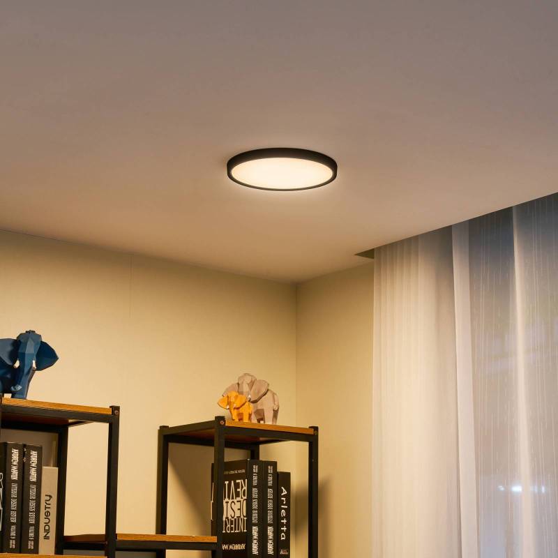 Lindby Smart LED-Deckenleuchte Pravin, Ø 23 cm, CCT, schwarz von LINDBY