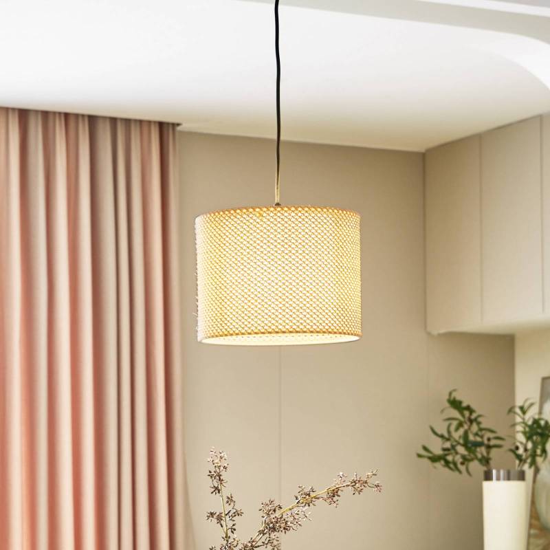 Lindby Hängeleuchte Soula, Ø 26 cm, beige, Kunststoff, E27 von LINDBY
