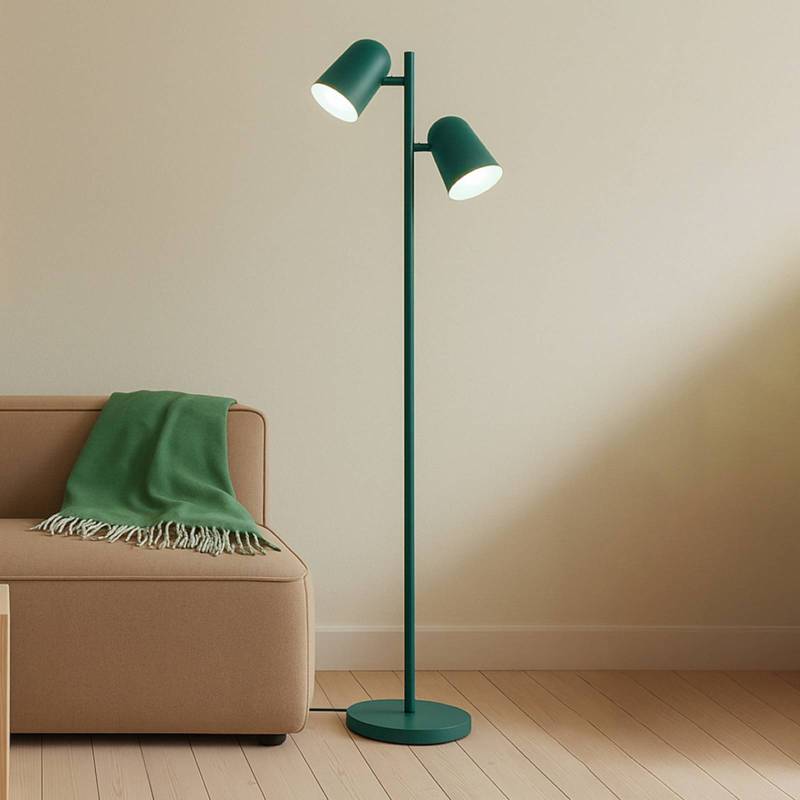 Lindby Stehleuchte Isara, grün, 165 cm, 2-flg., Metall, E27 von LINDBY