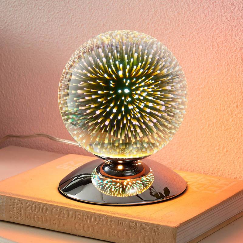Lindby Tischlampe Isumi in Kugelform, 15 cm, Glas, Metall von LINDBY