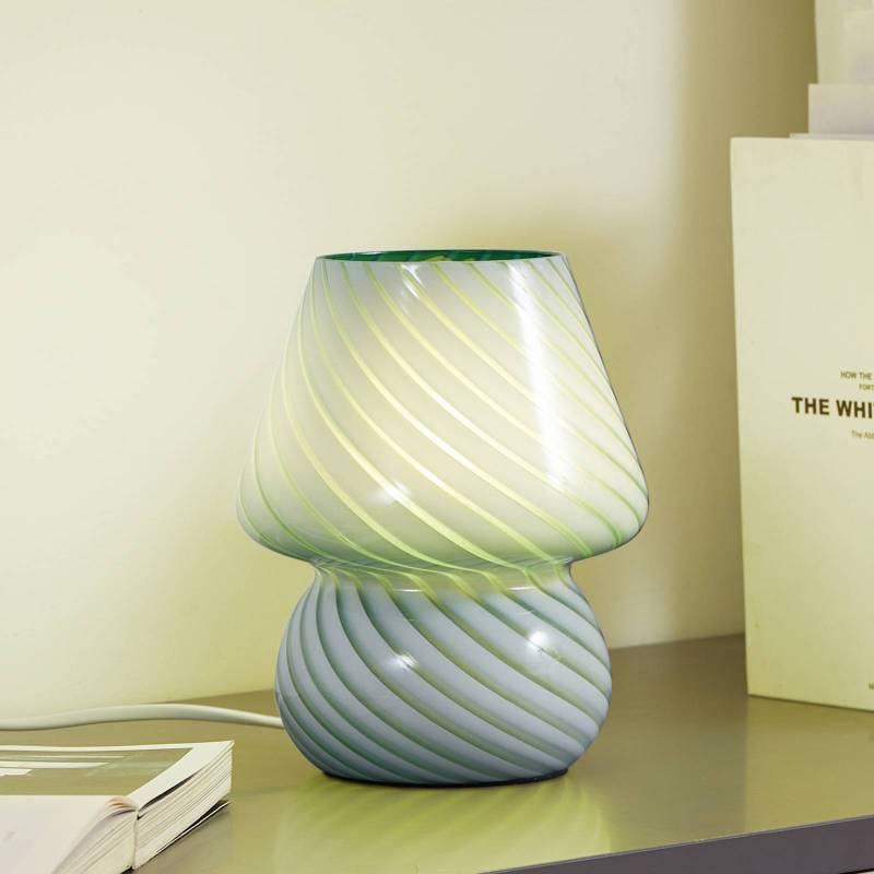 Lindby Tischleuchte Andriana, grün/weiß, Glas, Ø 15 cm von LINDBY