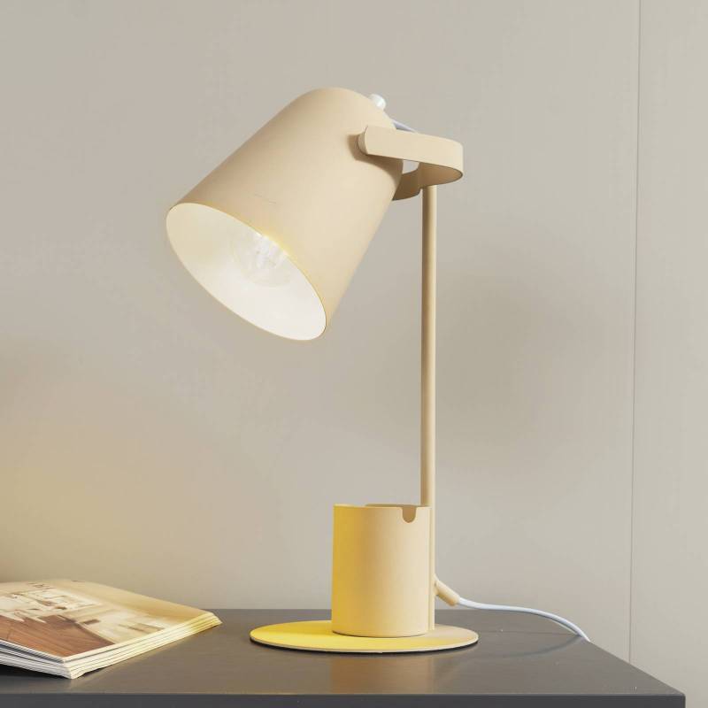 Lindby Tischleuchte Ilmar, beige/weiß, Metall, Ø 12 cm von LINDBY