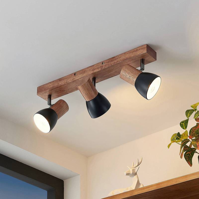 Lindby Deckenstrahler Tonja, dreiflammig, 55 cm, Holz, Stahl von LINDBY