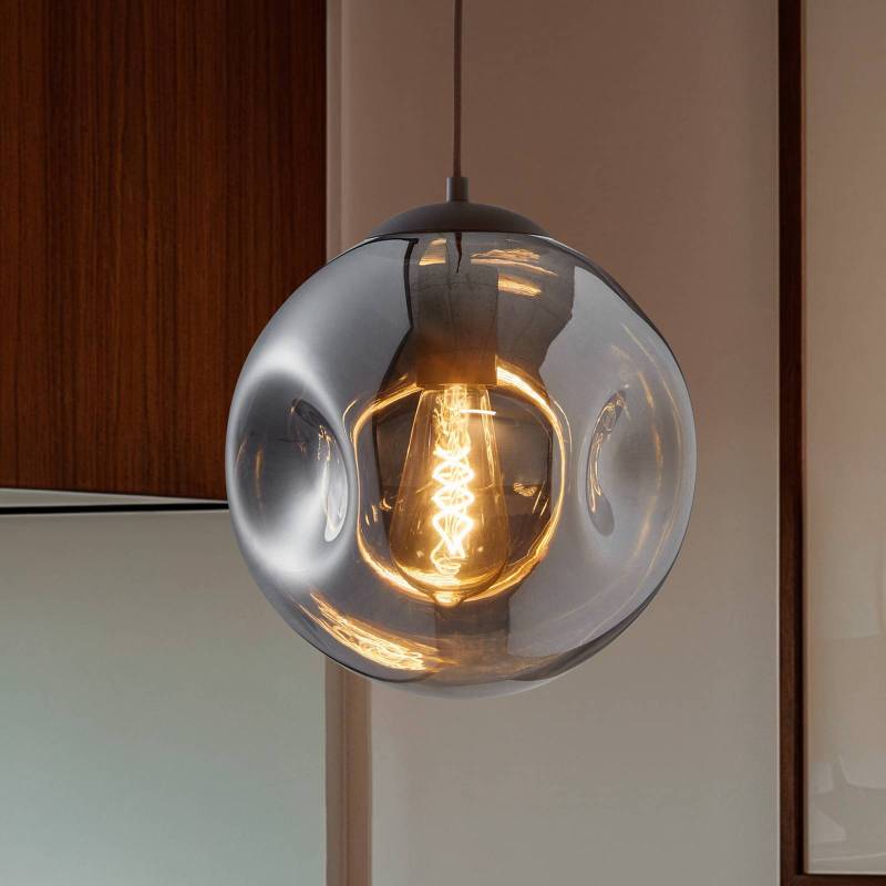 Lindby Hängeleuchte Valentina, E27, Ø 25 cm, rauchgrau, Glas von LINDBY