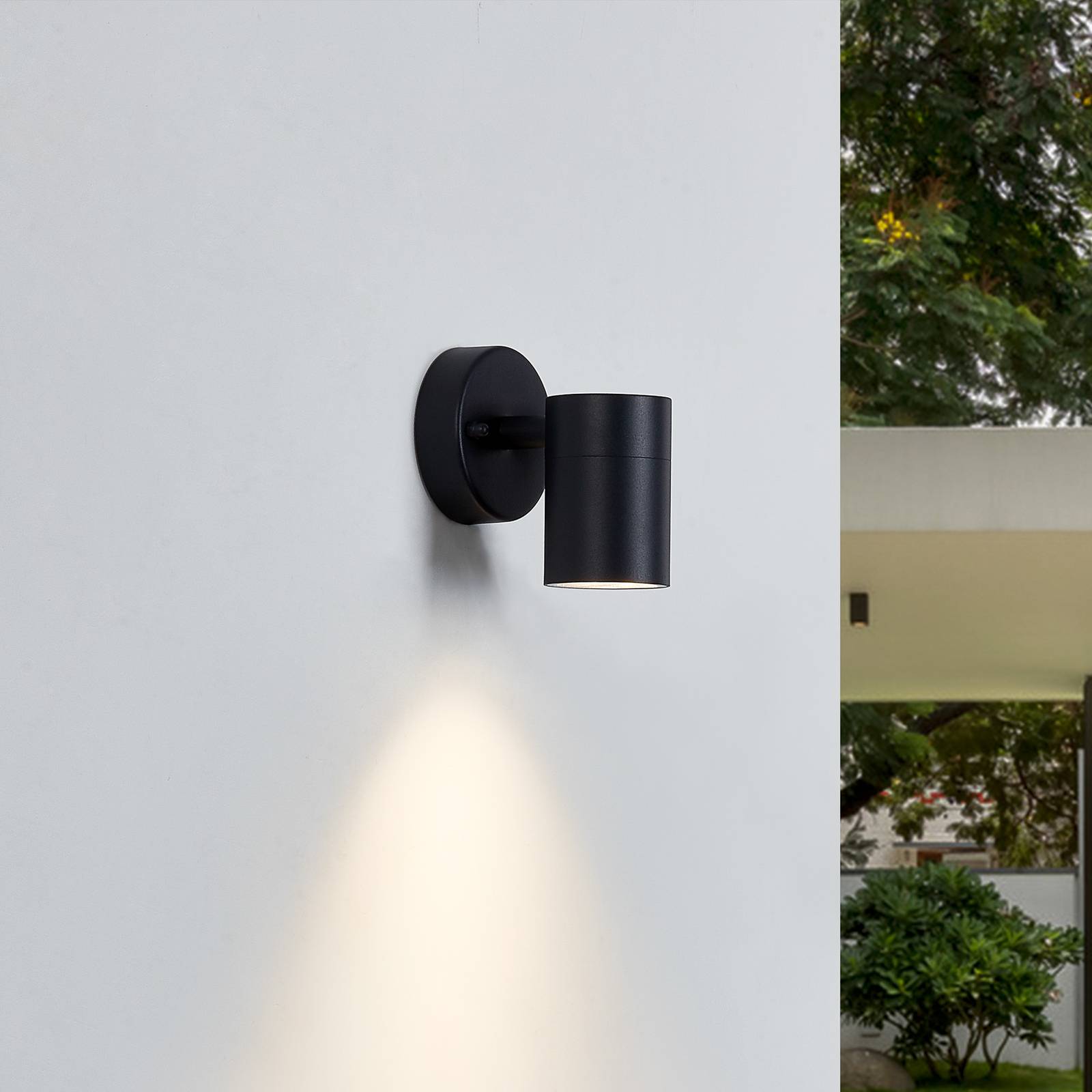 Lindby Außenwandlampe Inaye, GU10, 12 cm, schwarz, Aluminium von LINDBY