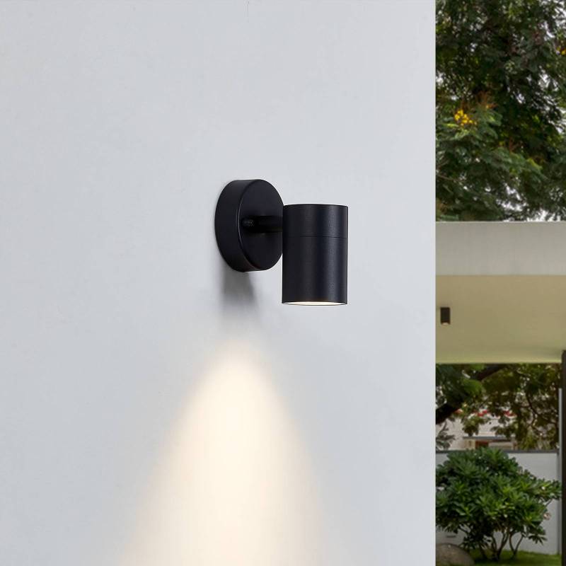 Lindby Außenwandlampe Inaye, GU10, 12 cm, schwarz, Aluminium von LINDBY