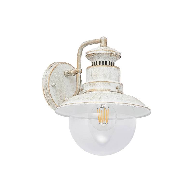 Lindby Wandleuchte Außen Gwendolyn 9630115 Spritzwassergeschützt Retro Vintage Antik in Weiß aus Metall 1-flammig E27 von LINDBY