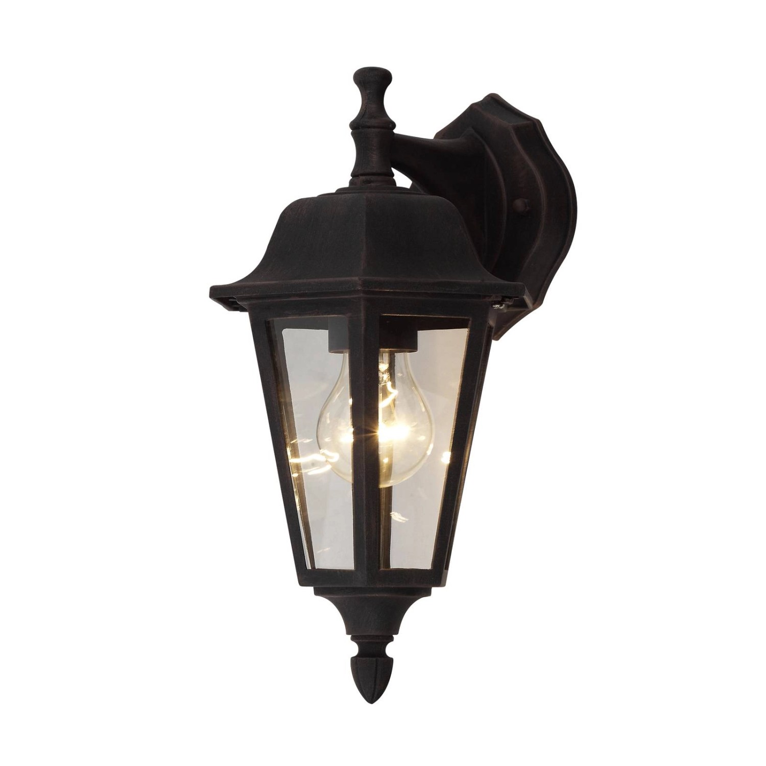 Lindby Wandleuchte Außen Lamina 9630055 Spritzwassergeschützt Retro Vintage Antik in Braun aus Aluminium 1-flammig E27 von LINDBY