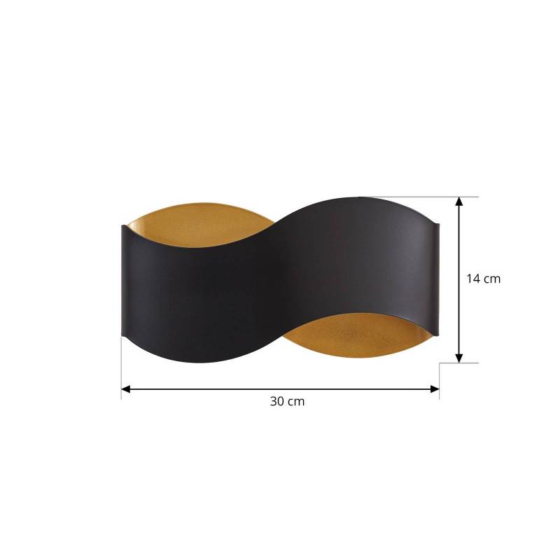 Lindby Wandleuchte Dailin, schwarz/gold, 30 cm, Metall von LINDBY