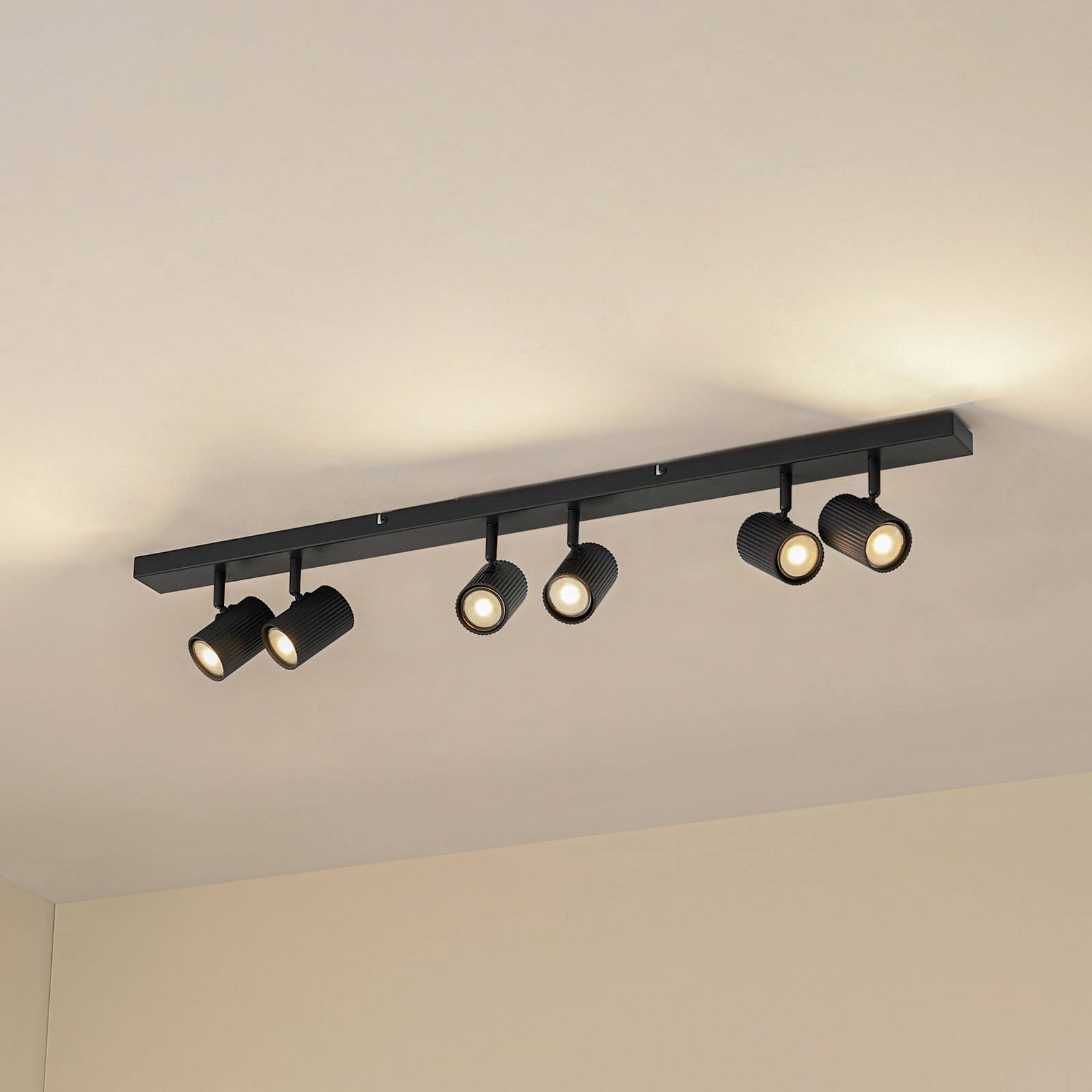 Lindby Deckenspots Kardis, dunkelgrau, 6-flg., Metall, GU10 von LINDBY