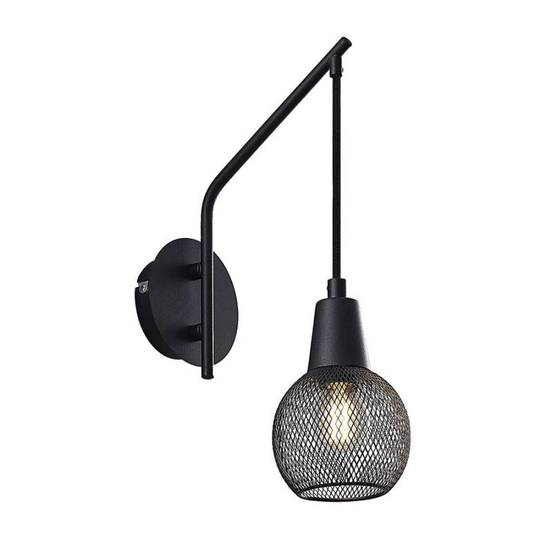 Lindby Wandleuchte Wandlampe Innen Zerda 9627758 Modern in Schwarz aus Metall 1-flammig E14 Wohnzimmerleuchte von LINDBY