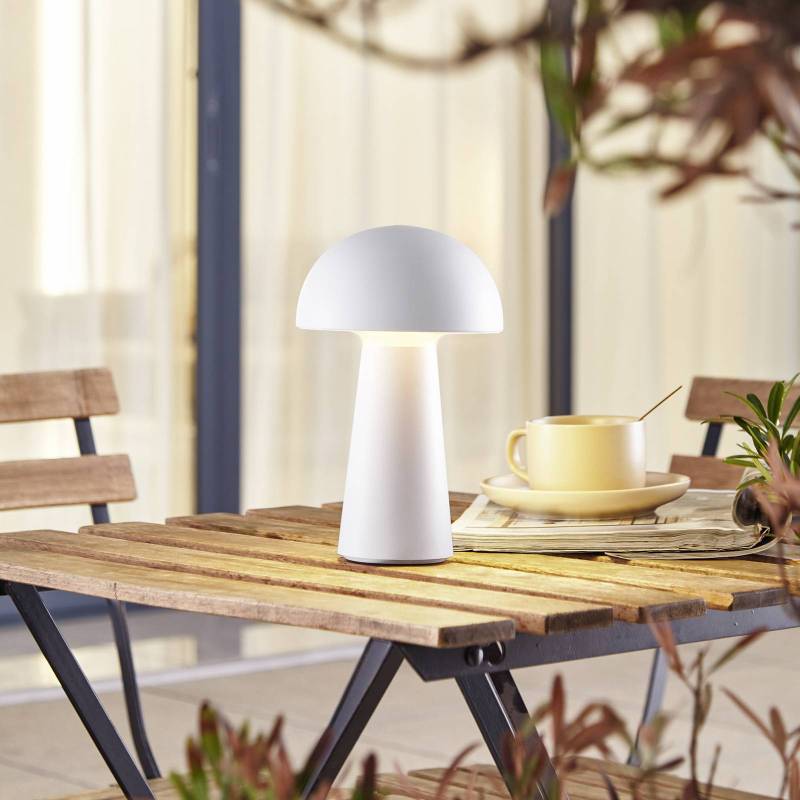 Lindby LED-Akkutischleuchte Zyre, weiß, IP44, Touchdimmer Lindby LED-Akkutischleuchte Zyre, weiß, IP44, Touchdimmer von LINDBY