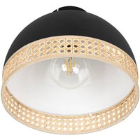 Lonnaris Deckenlampe mit Rattan, fest - Schwarz, rattan natur - Lindby von LINDBY