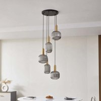 [NEUWERTIG] B-Ware Lindby Hängeleuchte Pendelleuchte Doroteo 5 Flammig Grau Glas von LINDBY