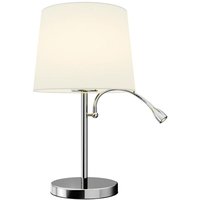 Neuwertig] Lindby Stoff Tischlampe Benjiro Tischlampe Lampe Led Leselampe E27 Weiß Chrom412 B-Ware von LINDBY