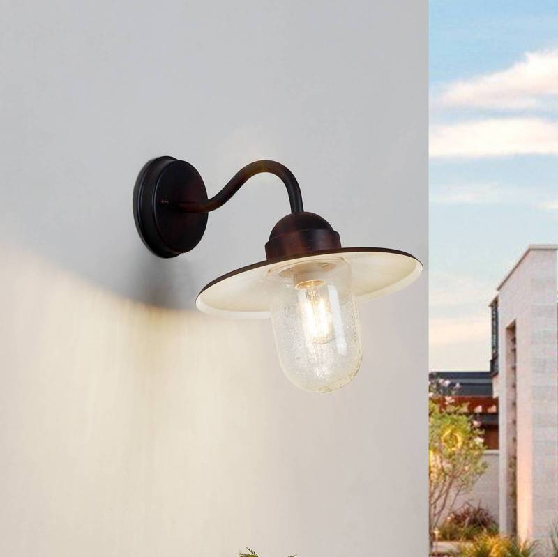Lindby Außenwandlampe Filip, rostbraun, 30 cm, E27, IP44 von LINDBY
