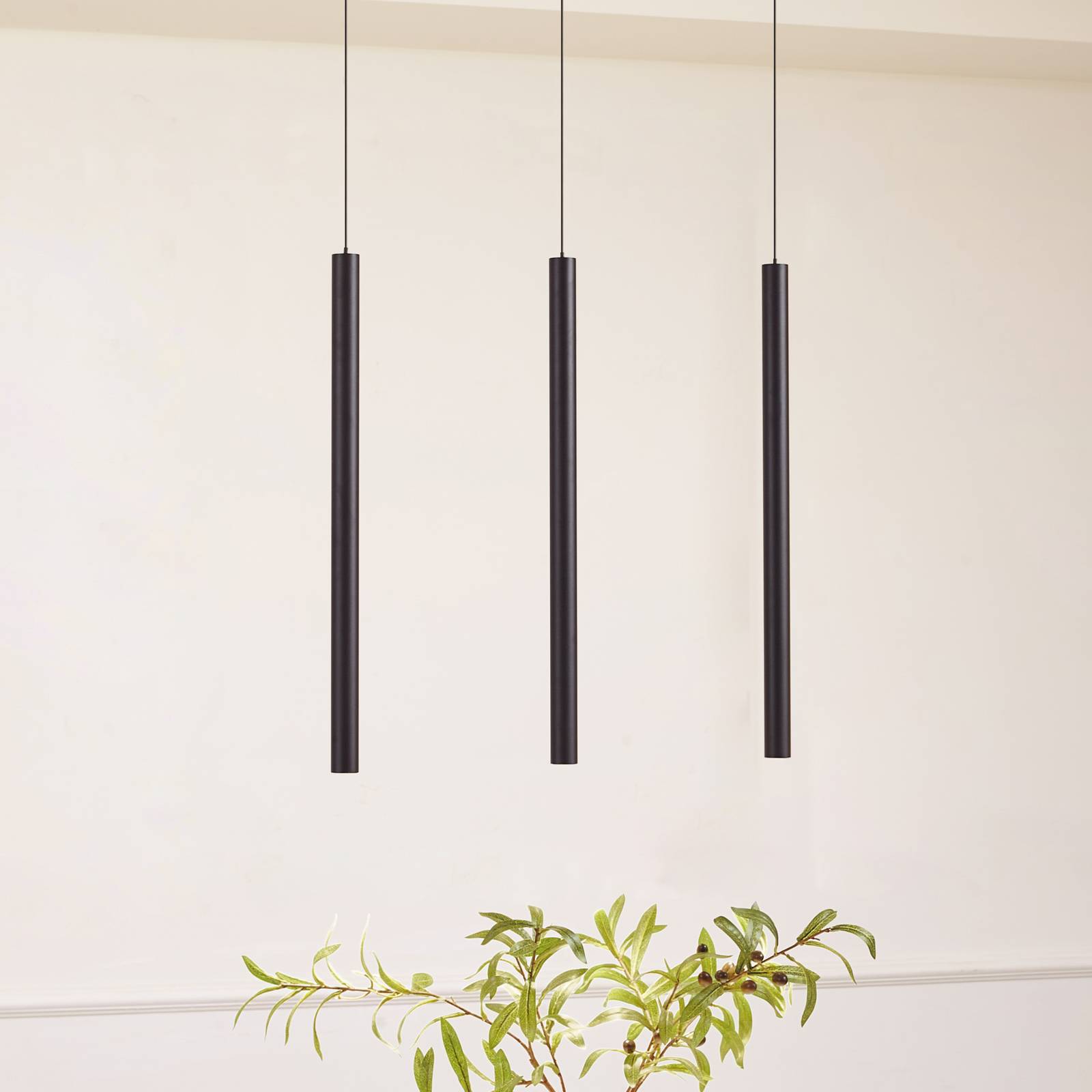 Schienensystem 48V Lumaro, Pendel, Röhre, 3-flg., schwarz von LINDBY