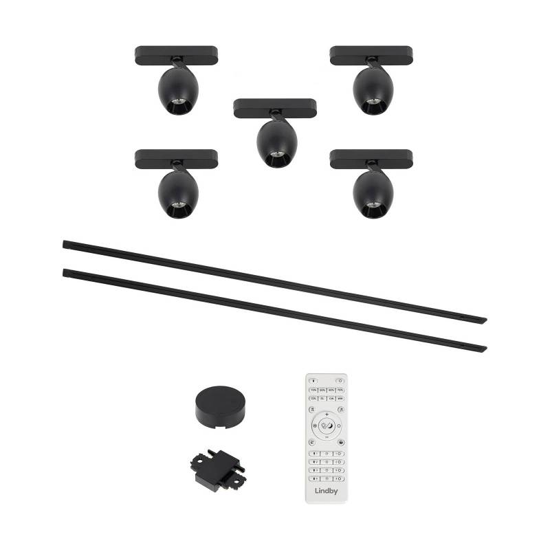 Schienensystem Lumaro, Spots,5-flg.,schwarz,Ø6cm,48V,dimmbar von LINDBY