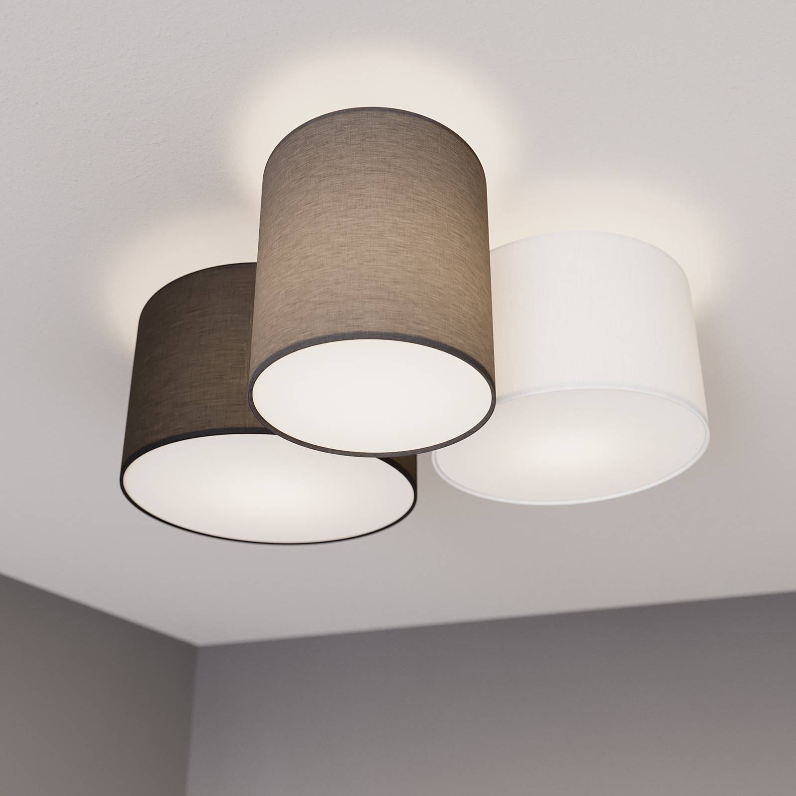 Lindby Laurenz Deckenlampe, 3-fl., grau, braun von LINDBY