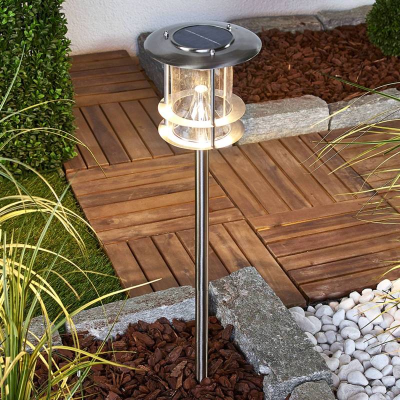LED-Solarlampe Sumaya, Edelstahl, 65 cm hoch, Erdspieß von LINDBY