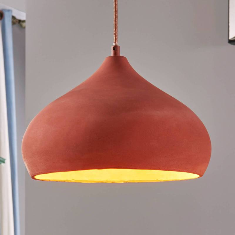 Lindby Pendelleuchte Fiona, Beton, terracottafarben, E27 von LINDBY