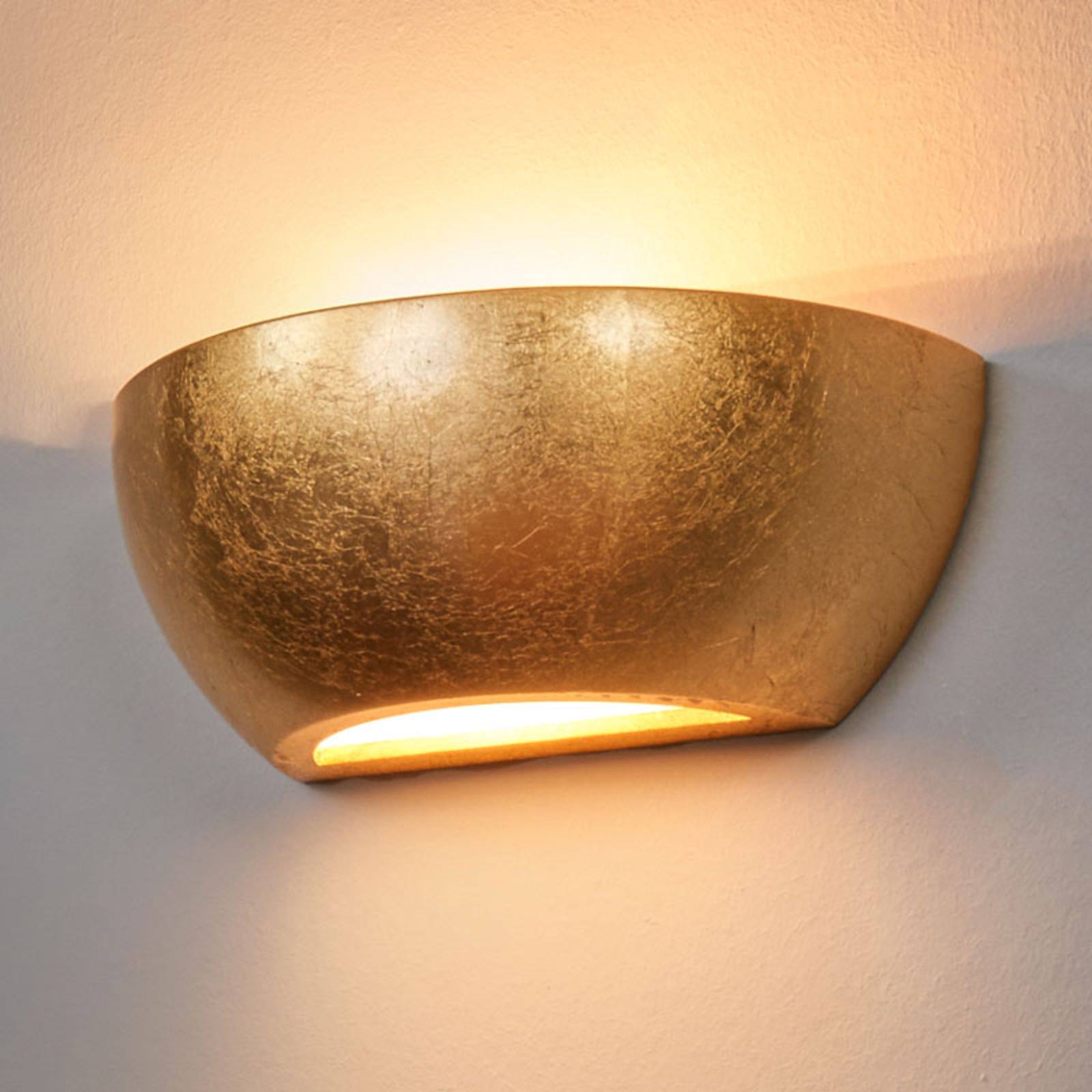 Lindby Wandleuchte Kolja, goldfarben, Gips, 25 cm breit, E14 Lindby Wandleuchte Kolja, goldfarben, Gips, 25 cm breit, E14 von LINDBY