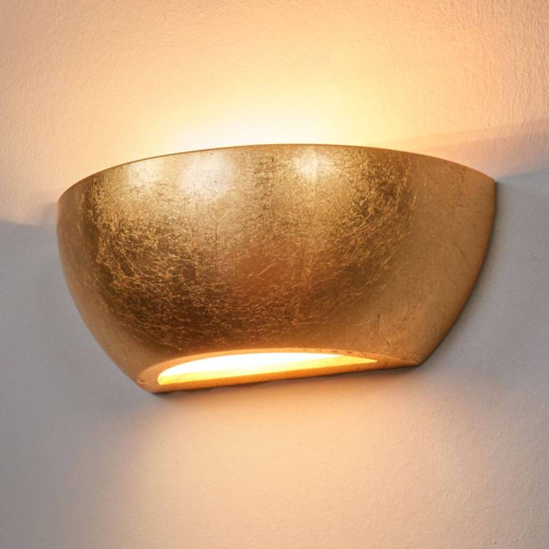 Lindby Wandleuchte Kolja, goldfarben, Gips, 25 cm breit, E14 von LINDBY