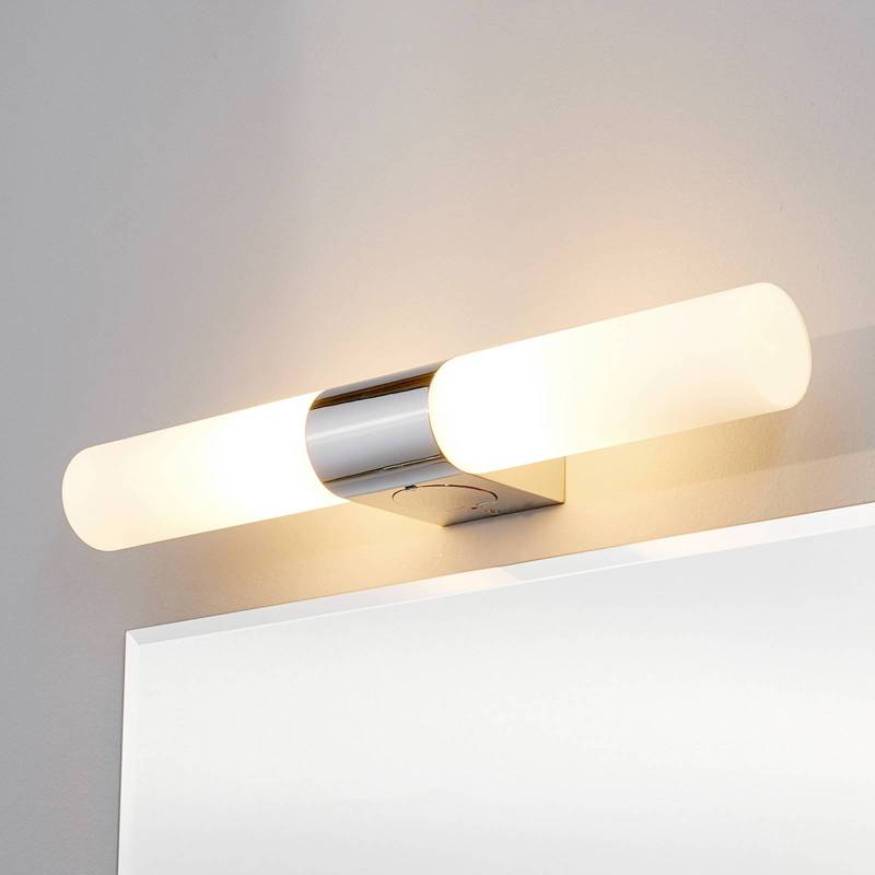 Lindby Spiegelleuchte Ziva, Steckdose, weiß, Glas, IP44 von LINDBY
