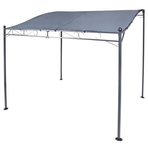 Anbau Pavillon Pergola Vordach Garten Terrassen Sonnen Schutz 300 x 250 cm (Grau) von LINDER EXCLUSIV