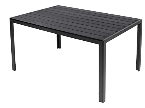 LINDER EXCLUSIV Gartentisch Aluminium Polywood Non Wood 150 x 90 cm schwarz von LINDER EXCLUSIV