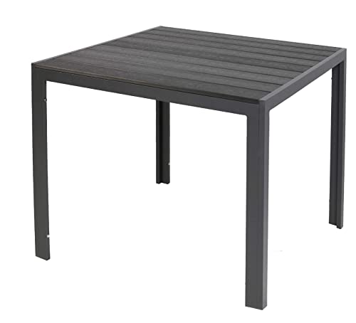 LINDER EXCLUSIV Gartentisch Aluminium Polywood Non Wood 80 x 80 cm schwarz von LINDER EXCLUSIV