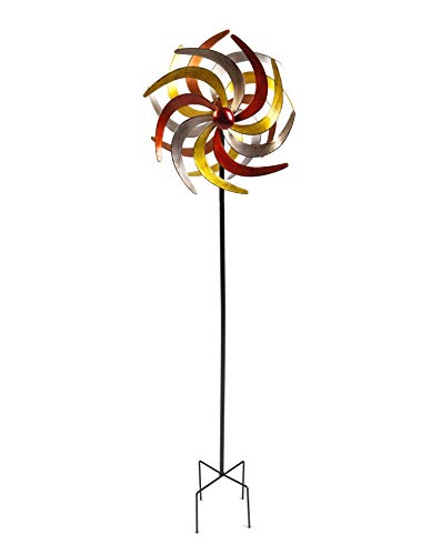 LINDER EXCLUSIV XXL Doppelwindrad Windrad Garten Dekoration Windspiel Metall 140 cm Ø 38 cm 4 Farben (Kupfer Gold Silber) von LINDER EXCLUSIV