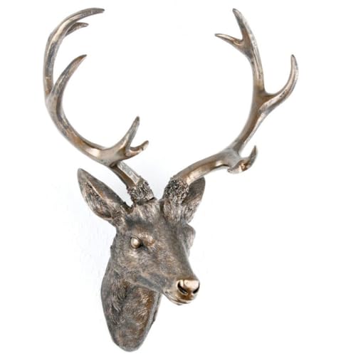Geweih Hirschgeweih 30x18x40cm bronze Kunststoff 10Ender Hirschkopf Wanddeko von LINDER