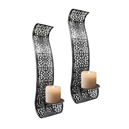 LEX 2er Set Wandkerzenhalter mit Glaskerzenhalter Farbe: Silber von LINDER