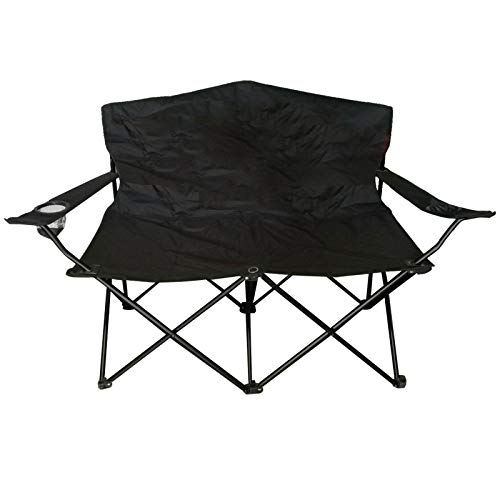 LINDER 2-Sitzer Angler-Bank 120x100x85cm schwarz Metall Polyester Campingstuhl faltbar von LINDER