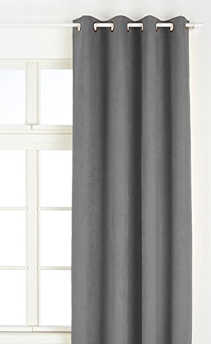 Linder 520/92/375FR Ösenvorhang aus Veloursimitat schwere/Polyester anthrazit 145 cm von LINDER