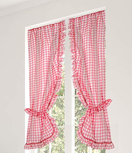 LINDER Scheibengardine, Polyester, Rot, 55 x 160 cm von LINDER