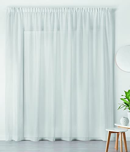 LINDER Vorhänge für den Innenbereich, transparent, elegant, für Fenster, Polyester, Leinen, weiß, mit Kräuselband, Maße: 180 x 240 cm, ideal für Wohnzimmer, Schlafzimmer, Küche von LINDER