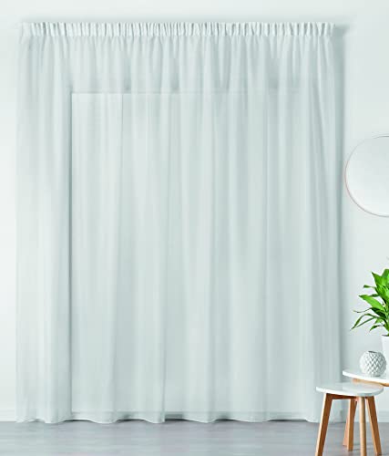 Linder Vorhänge, für den Innenbereich, transparent, elegant, für Fenster, große Breite, Polyester, Leinen, weiß, Kräuselband, Maße 420 x 215 cm, ideal für Wohnzimmer, Schlafzimmer, Küche von LINDER