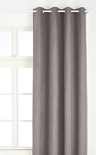 LINDER 0520/90/375FR Vorhang aus Veloursimitat schwere grau Maus Ösen, 145 x 260 cm von LINDER