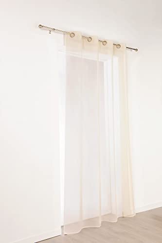 LINDER 110/20/377AB Uni Vorhang Polyester transparent/Ecru 150 cm von LINDER