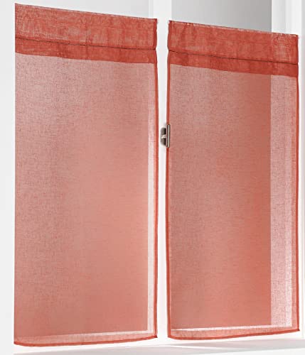 Linder Kaolin Scheibengardine, transparent, Terrakotta, 60 x 120 cm, 1 Paar von LINDER